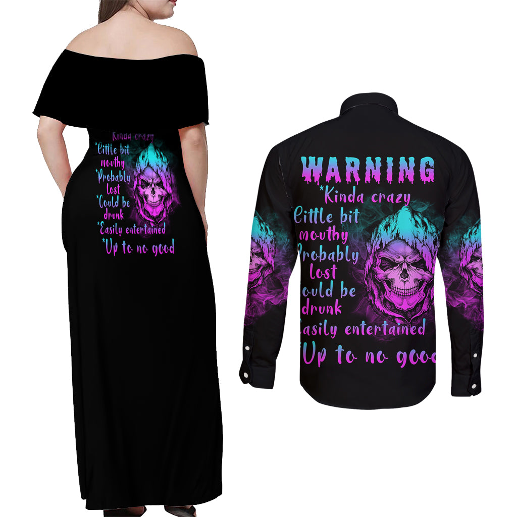 warning-kinda-crazy-skull-couples-matching-off-shoulder-maxi-dress-and-long-sleeve-button-shirt