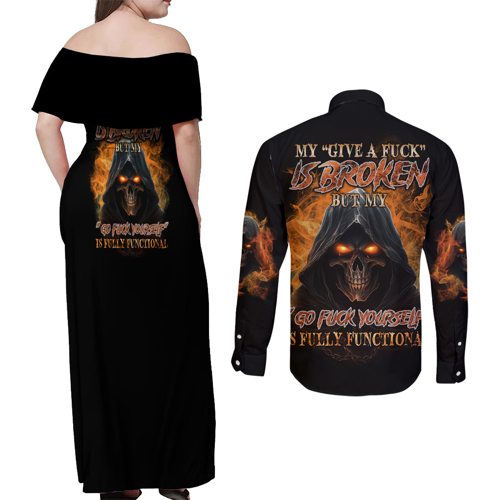 my-give-a-f-reaper-fire-all-couples-matching-off-shoulder-maxi-dress-and-long-sleeve-button-shirt