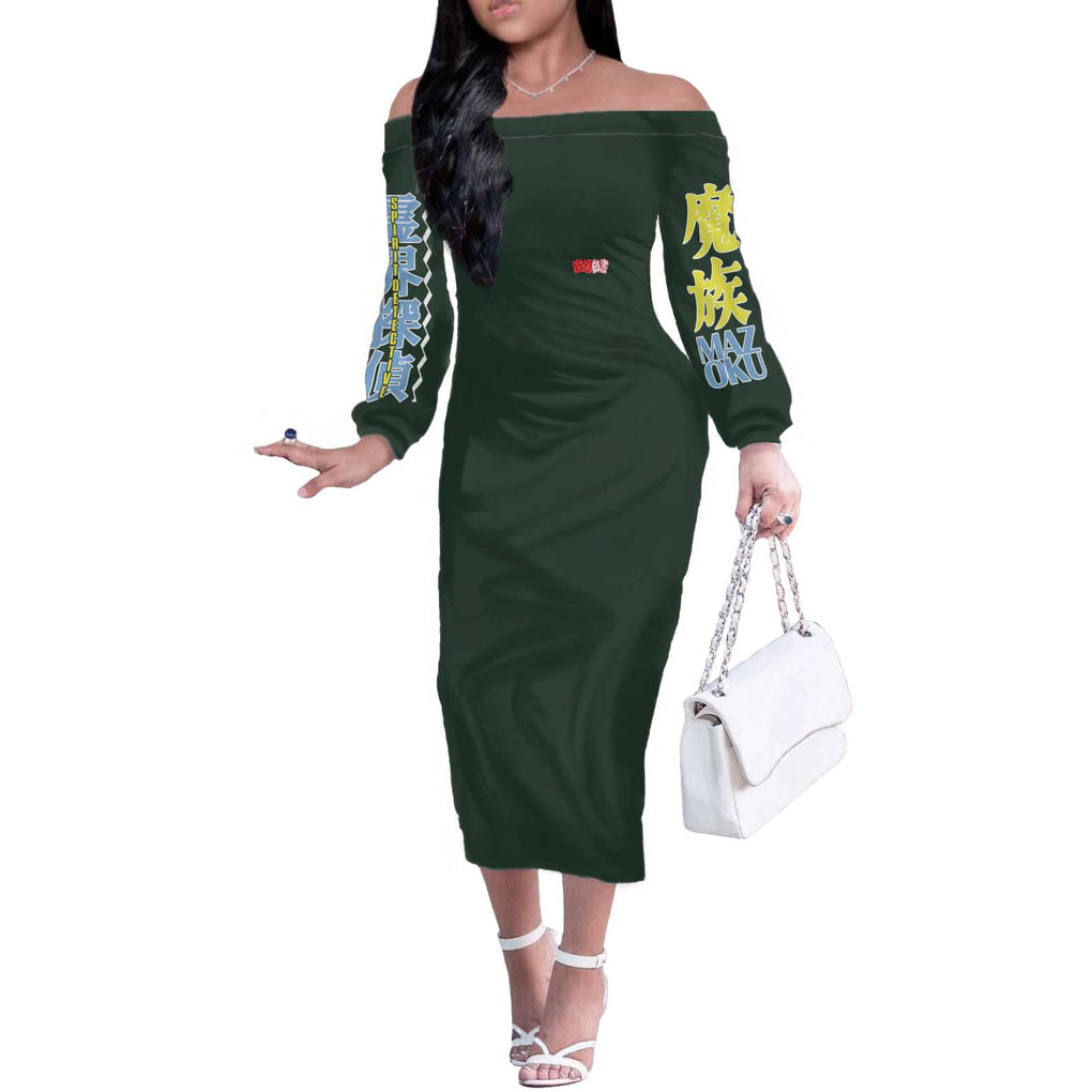 Yusuke Urameshi V2 Yuyu Hakusho Off The Shoulder Long Sleeve Dress Anime Style