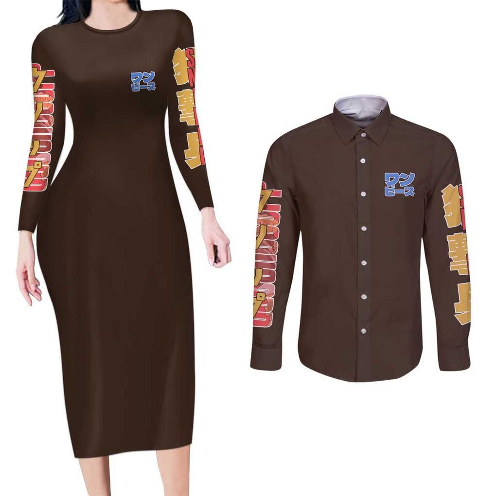 Usopp V2 One Piece Couples Matching Long Sleeve Bodycon Dress and Long Sleeve Button Shirt Anime Style