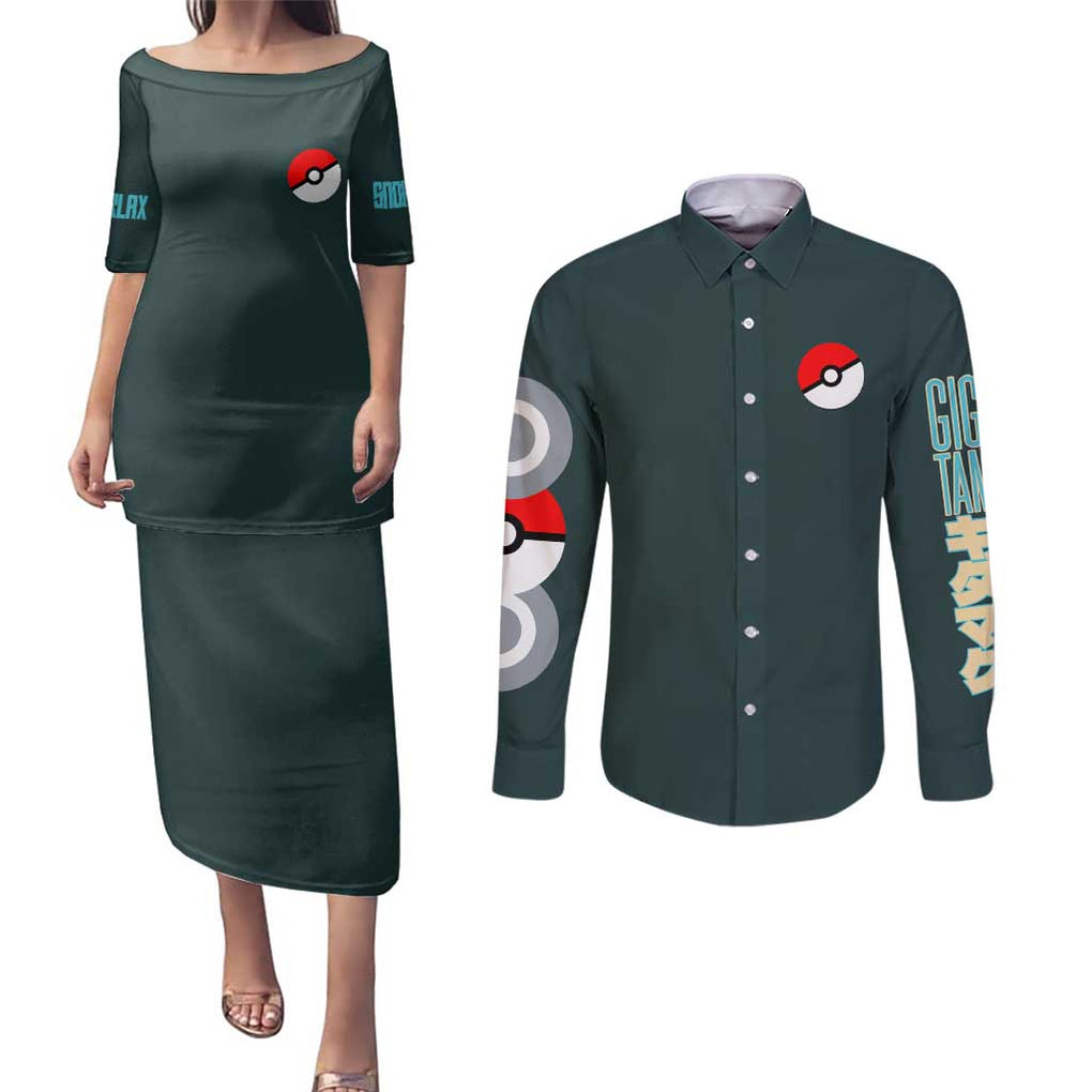 Gigantamax Snorlax Poke Couples Matching Puletasi and Long Sleeve Button Shirt Japan Anime Style