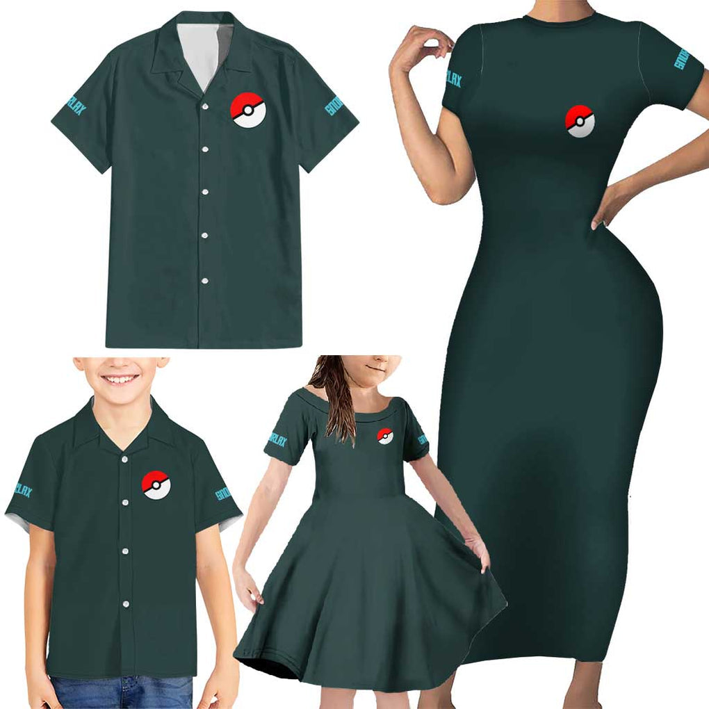 Gigantamax Snorlax Poke Family Matching Short Sleeve Bodycon Dress and Hawaiian Shirt Japan Anime Style