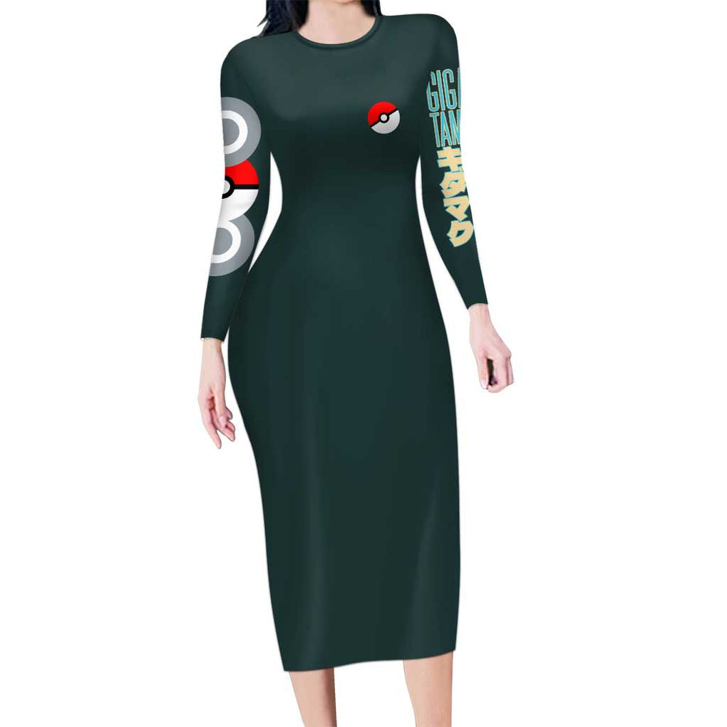 Gigantamax Snorlax Poke Long Sleeve Bodycon Dress Japan Anime Style