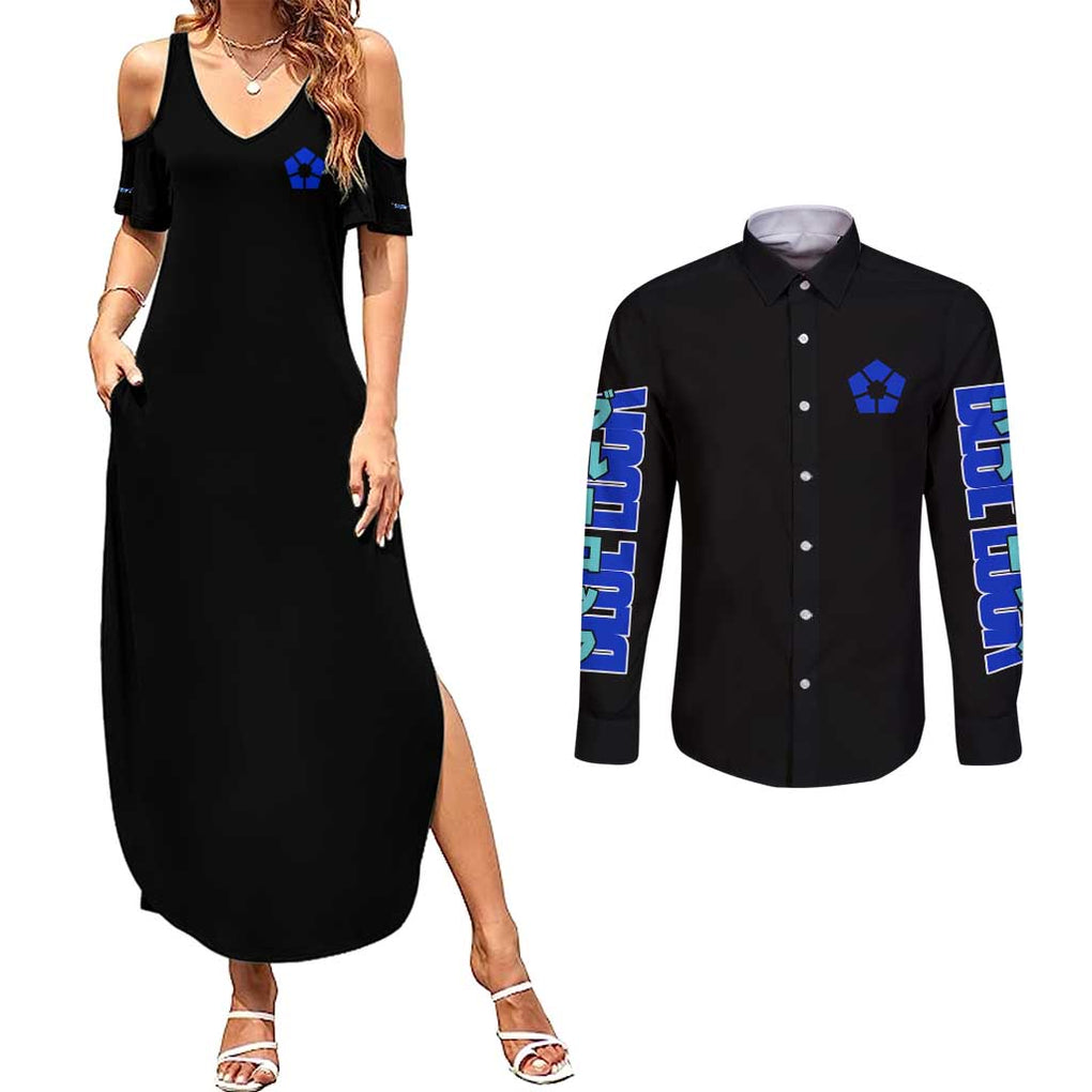 Blue Lock Couples Matching Summer Maxi Dress and Long Sleeve Button Shirt Japan Anime Style