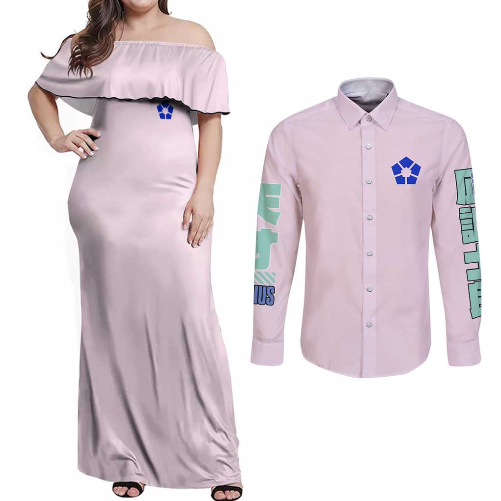 Seishiro Nagi Blue Lock Couples Matching Off Shoulder Maxi Dress and Long Sleeve Button Shirt Japan Anime Style