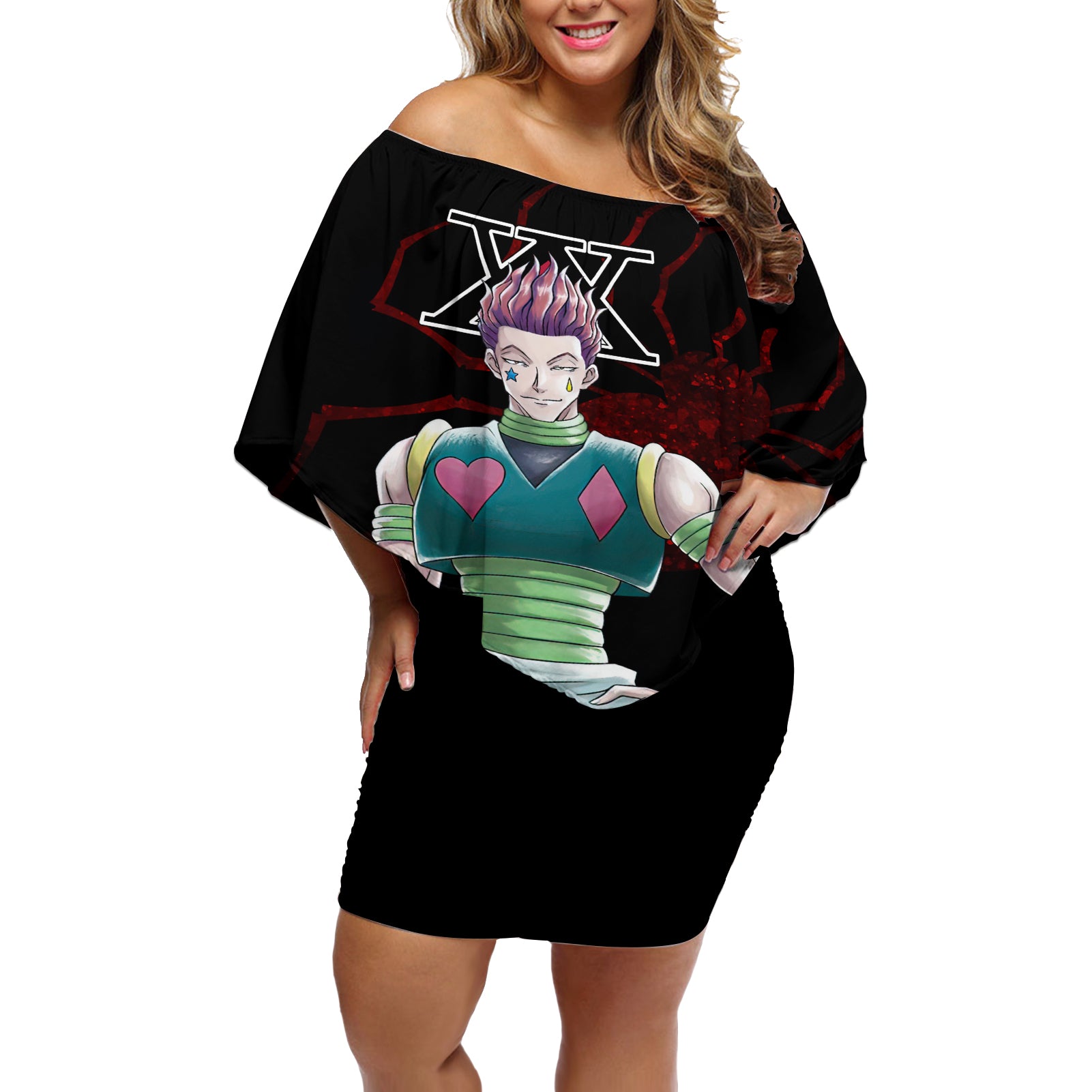 Hisoka Phantom Troupe Hunter X Hunter Off Shoulder Short Dress Anime Style