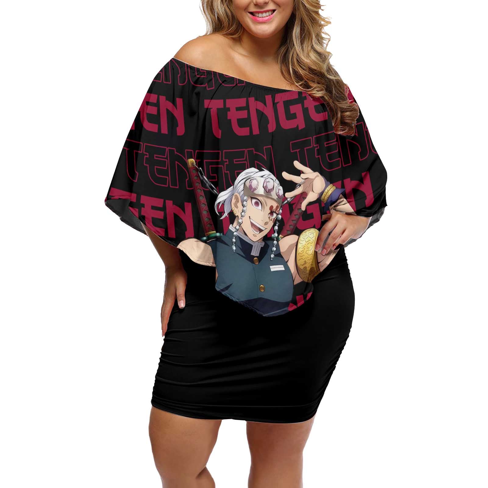 Tengen Uzui - Demon Slayer Off Shoulder Short Dress Anime Style