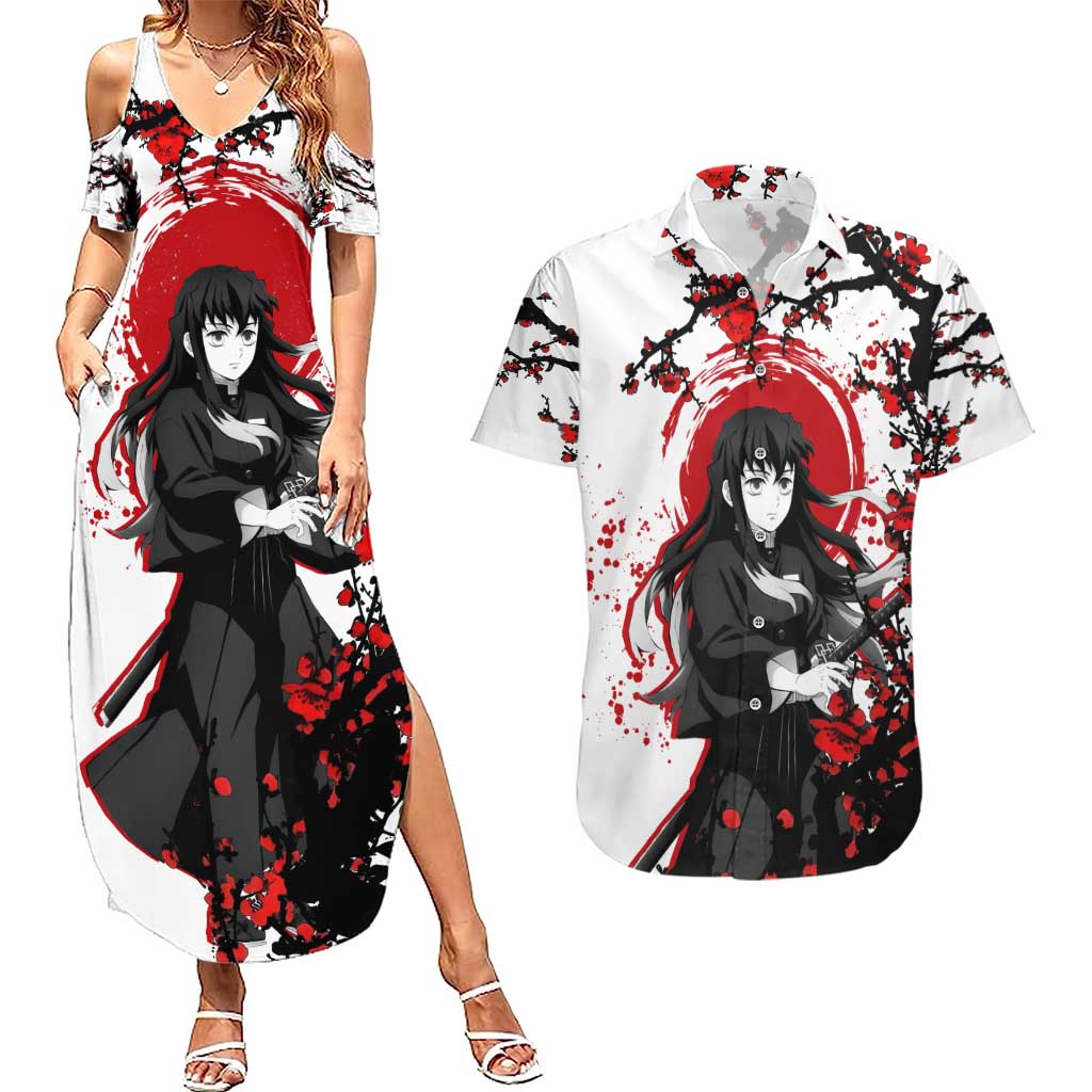 Muichiro Tokito - Demon Slayer Couples Matching Summer Maxi Dress and Hawaiian Shirt Anime Japan Style