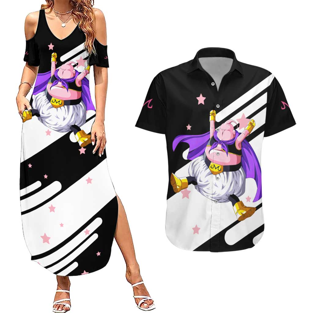 Fat Majin Buu - Dragon Ball Couples Matching Summer Maxi Dress and Hawaiian Shirt Anime Style