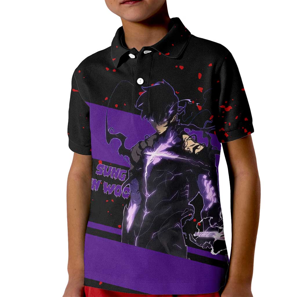 Sung Jin Woo - Solo Leveling Kid Polo Shirt Anime Style