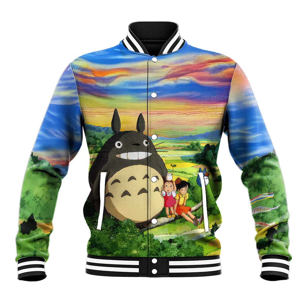 Trippy My Neighbor Totoro Studio Ghibli Baseball Jacket Anime  Mix Oil Paint Trippy Style