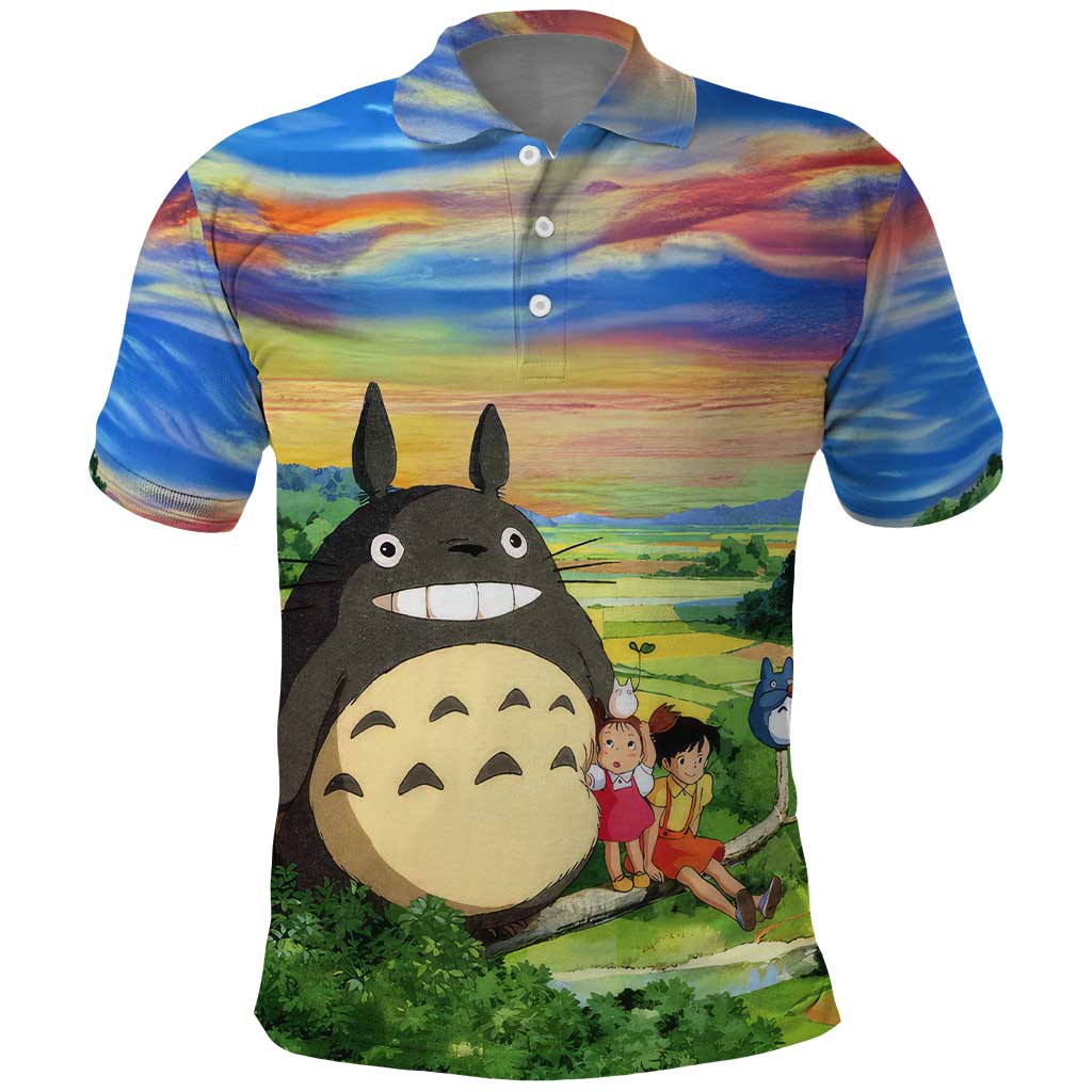 Trippy My Neighbor Totoro Studio Ghibli Polo Shirt Anime  Mix Oil Paint Trippy Style