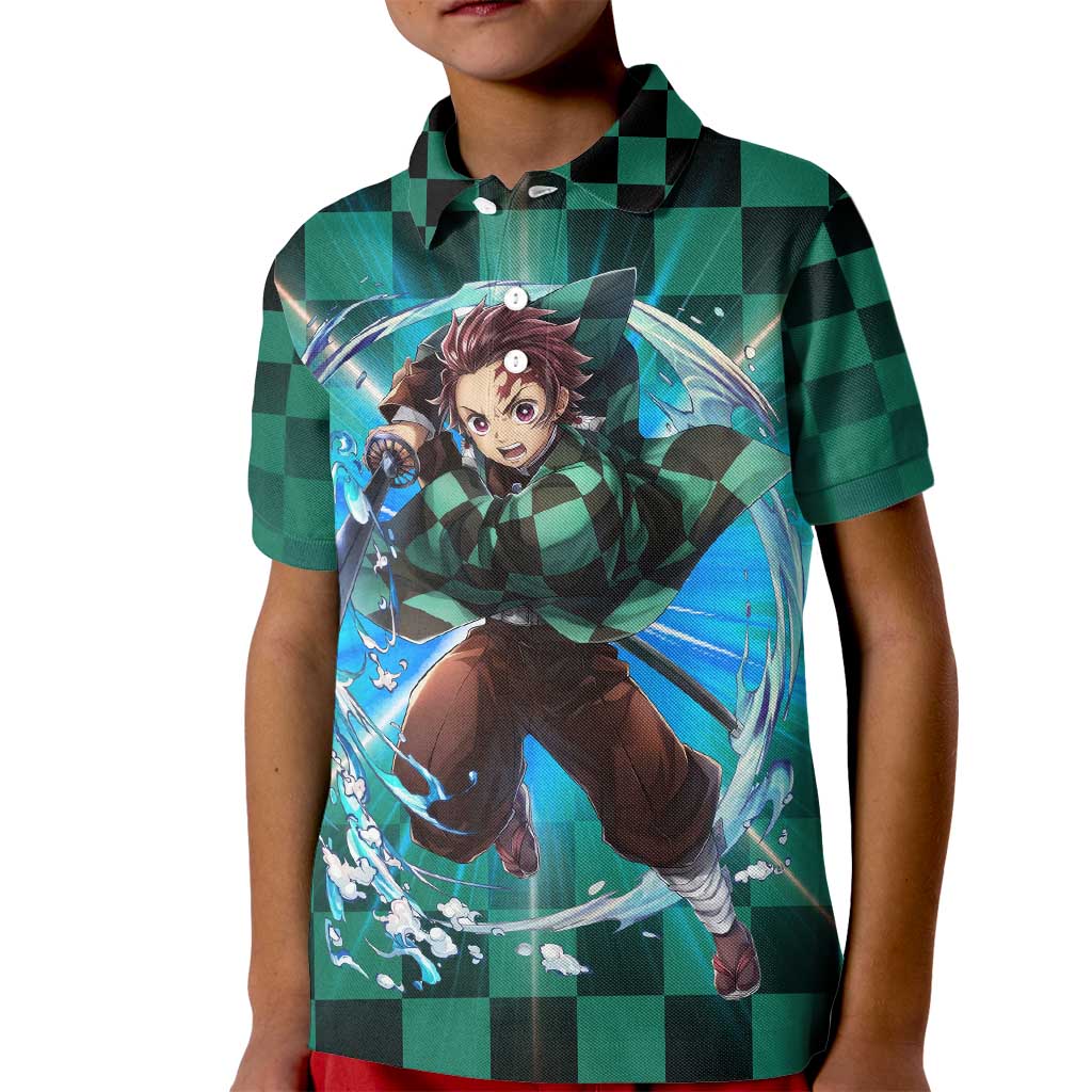 Astral Aura Tanjiro Demon Slayer Kid Polo Shirt Anime Style