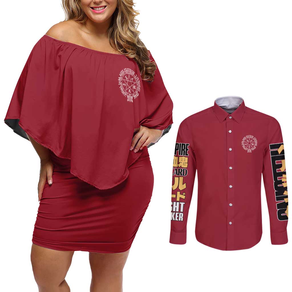 Alucard Hellsing Couples Matching Off Shoulder Short Dress and Long Sleeve Button Shirt Anime Style