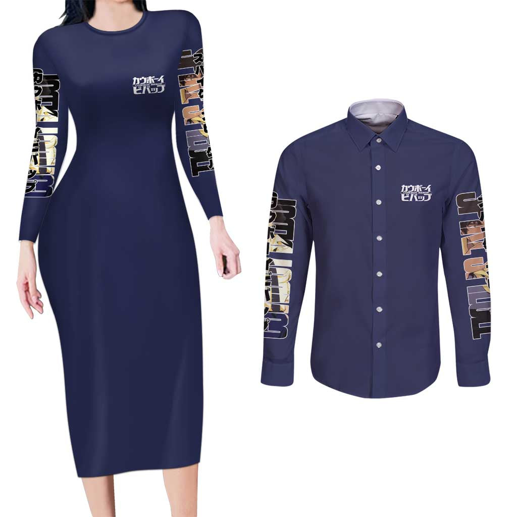 Spike Spiegel Cowboy Bebop Couples Matching Long Sleeve Bodycon Dress and Long Sleeve Button Shirt Japan Anime Style TS04