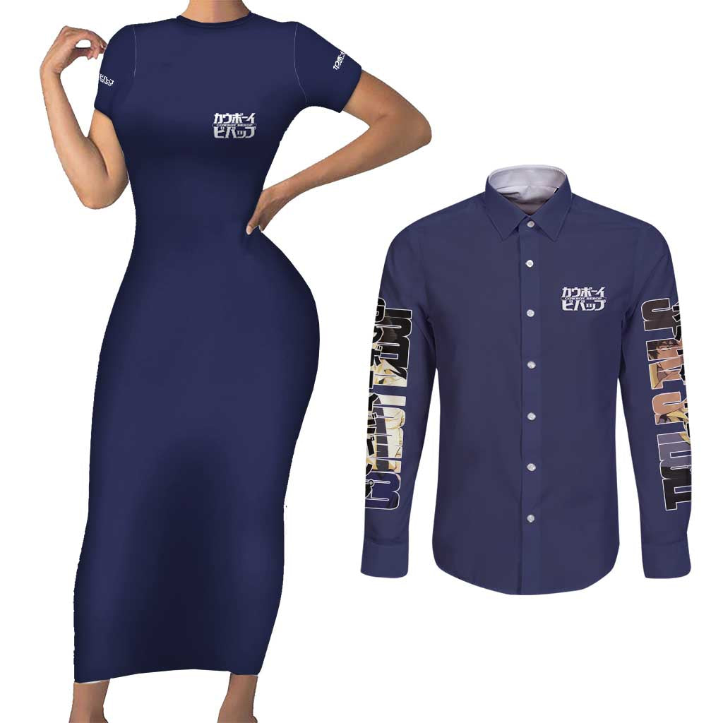 Spike Spiegel Cowboy Bebop Couples Matching Short Sleeve Bodycon Dress and Long Sleeve Button Shirt Japan Anime Style TS04