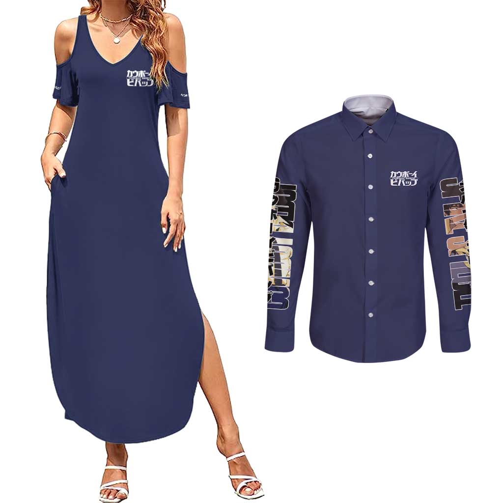 Spike Spiegel Cowboy Bebop Couples Matching Summer Maxi Dress and Long Sleeve Button Shirt Japan Anime Style TS04