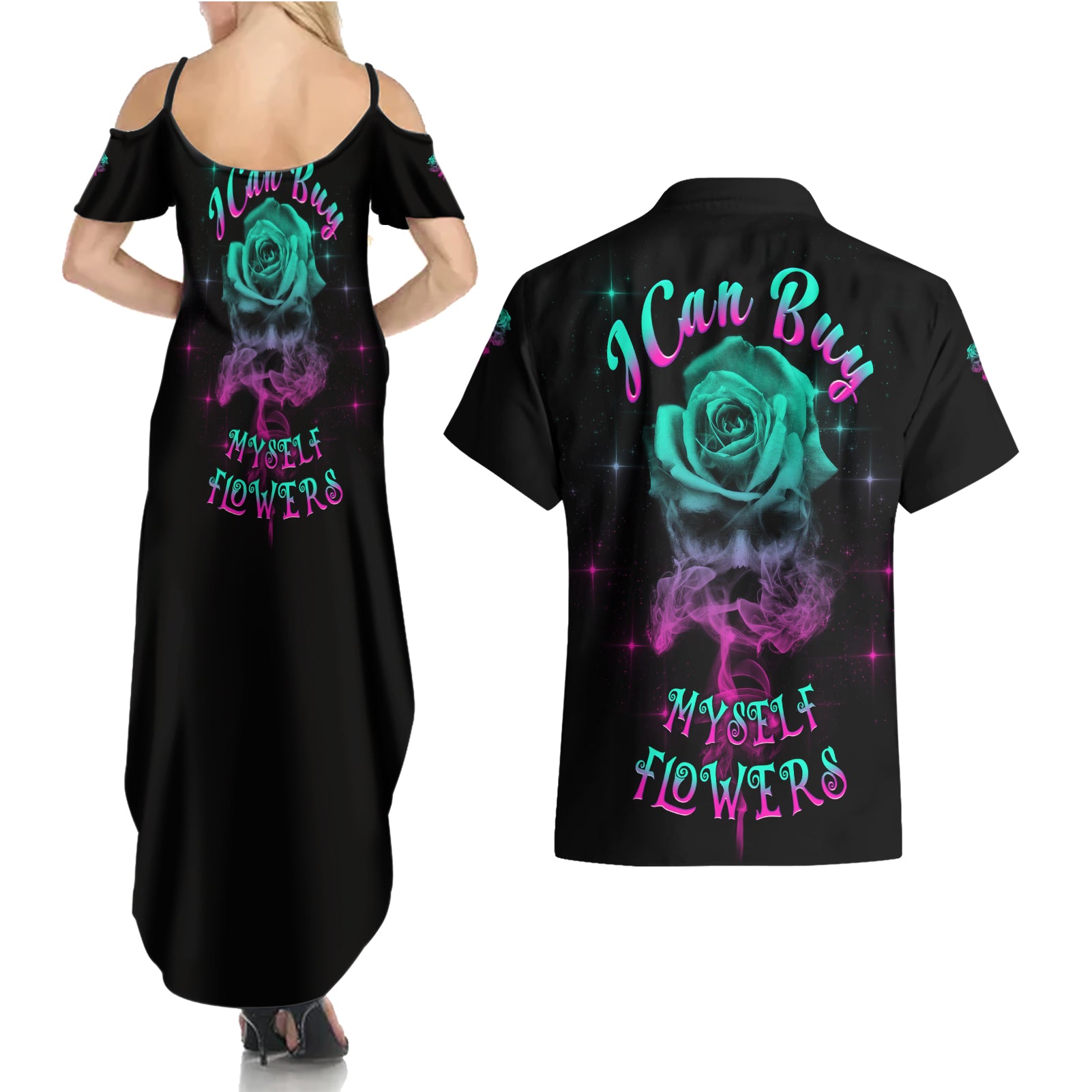 i-can-buy-myself-flowers-smoke-rose-skull-couples-matching-summer-maxi-dress-and-hawaiian-shirt