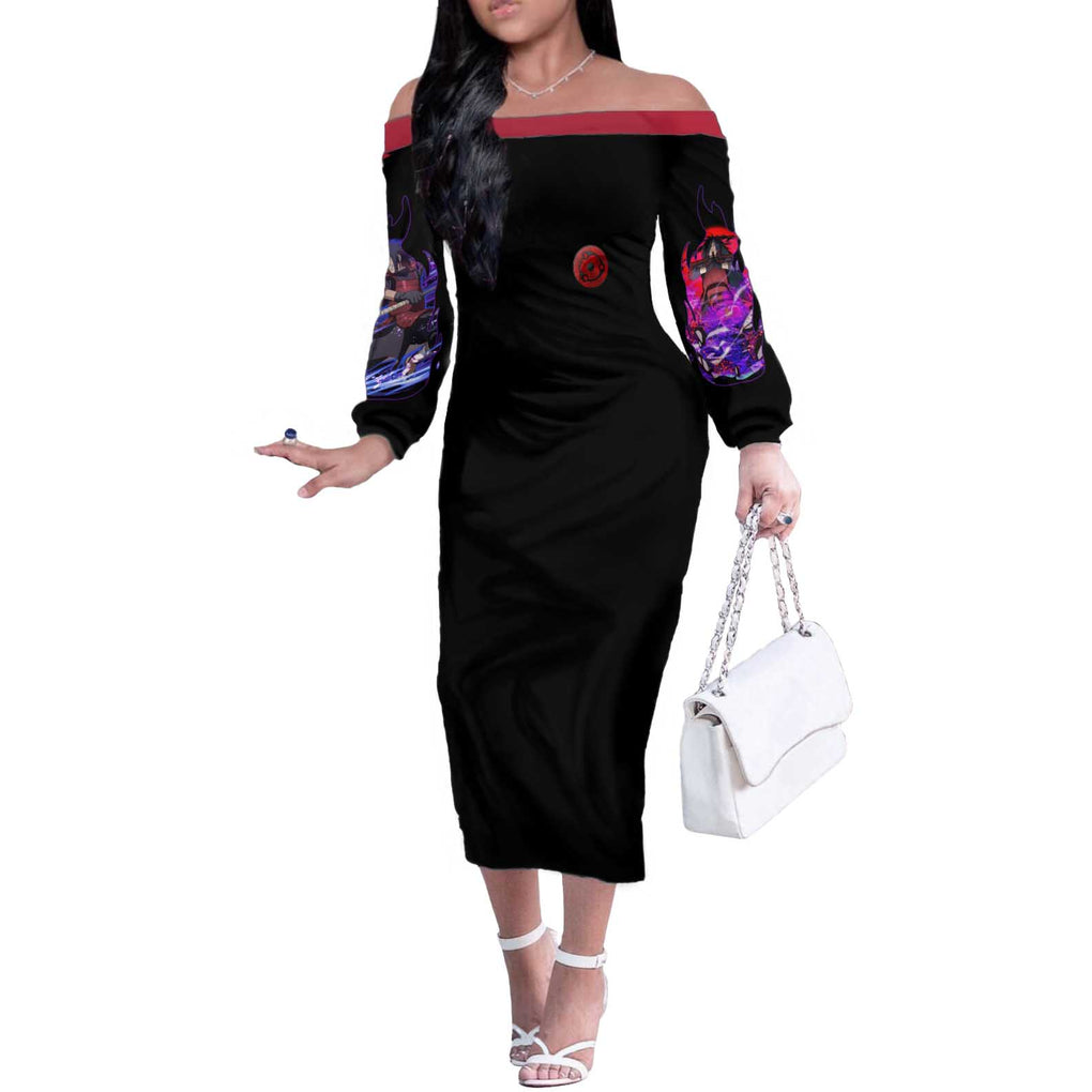 Uchiha Madara V3 Naruto Off The Shoulder Long Sleeve Dress Anime Style