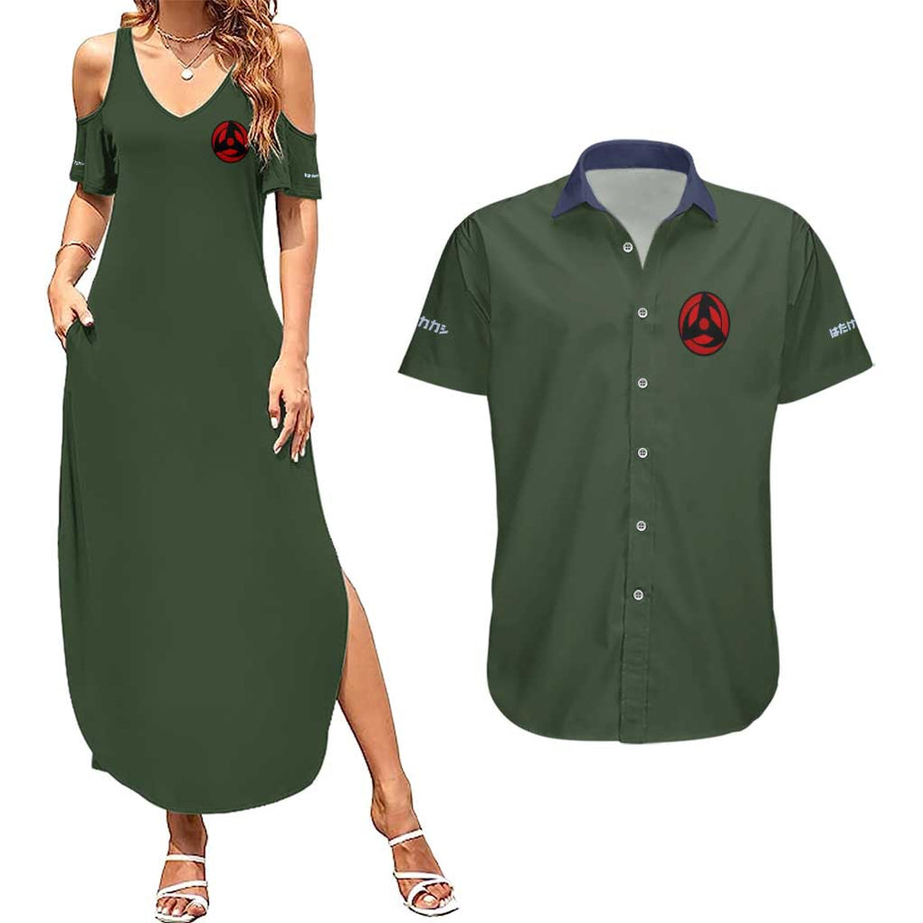 Hatake Kakashi V2 Naruto Couples Matching Summer Maxi Dress and Hawaiian Shirt Anime Style