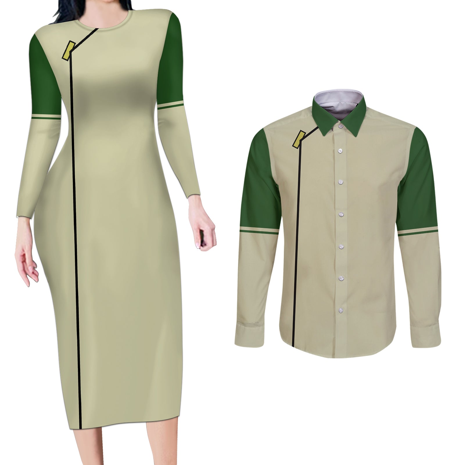 Avatar Toph Beifong Couples Matching Long Sleeve Bodycon Dress and Long Sleeve Button Shirt