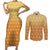 Zenitsu Shirt Design - Pattern Style Couples Matching Short Sleeve Bodycon Dress and Long Sleeve Button Shirt