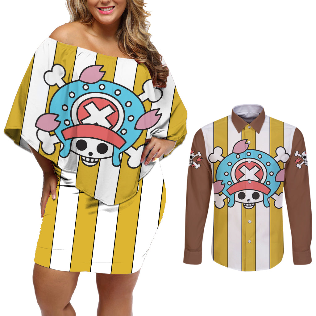 Chopper - One Piece Couples Matching Off Shoulder Short Dress and Long Sleeve Button Shirt