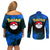 Snorlax - Tie Dye Style Couples Matching Off Shoulder Short Dress and Long Sleeve Button Shirt