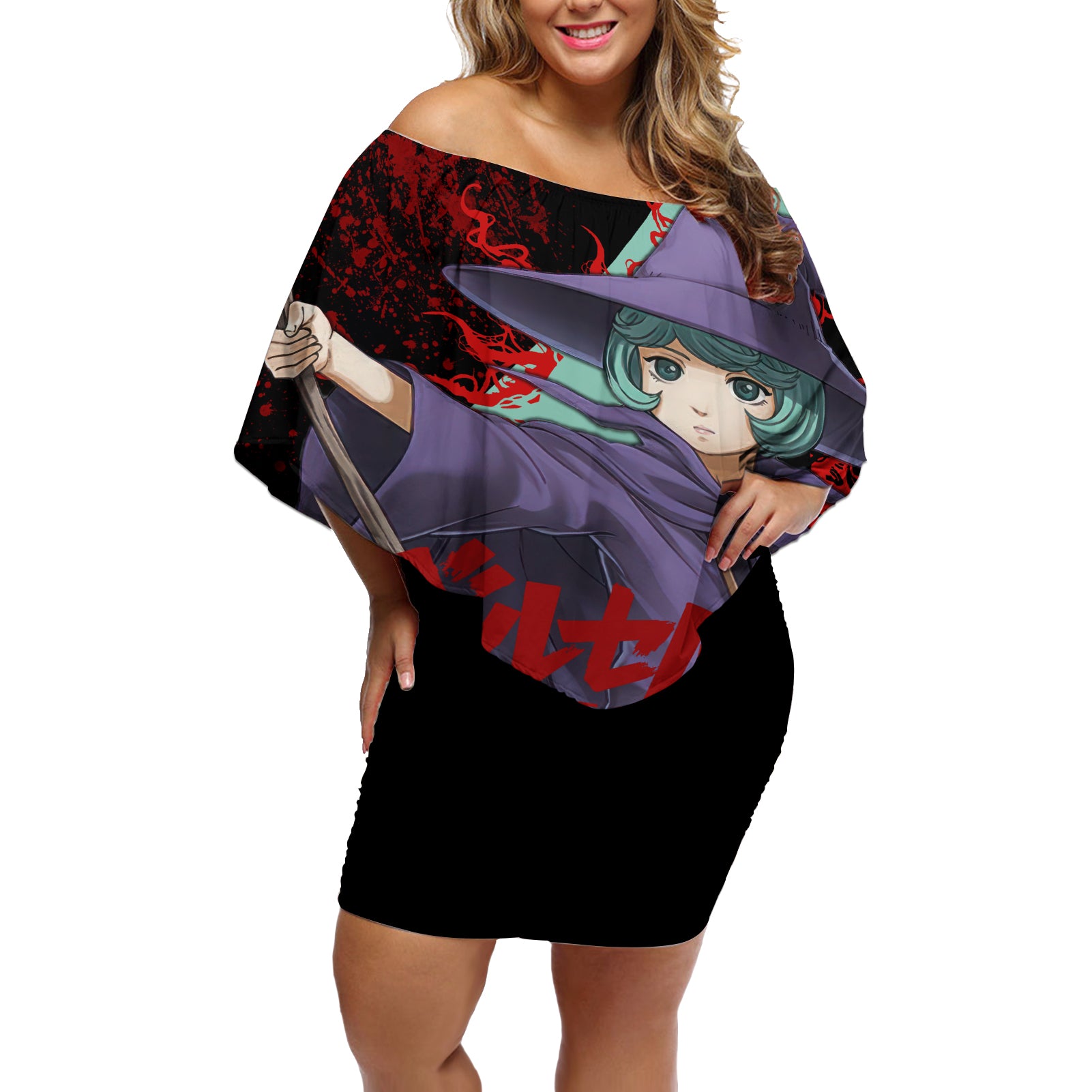 Schierke Basrard Off Shoulder Short Dress Anime Style