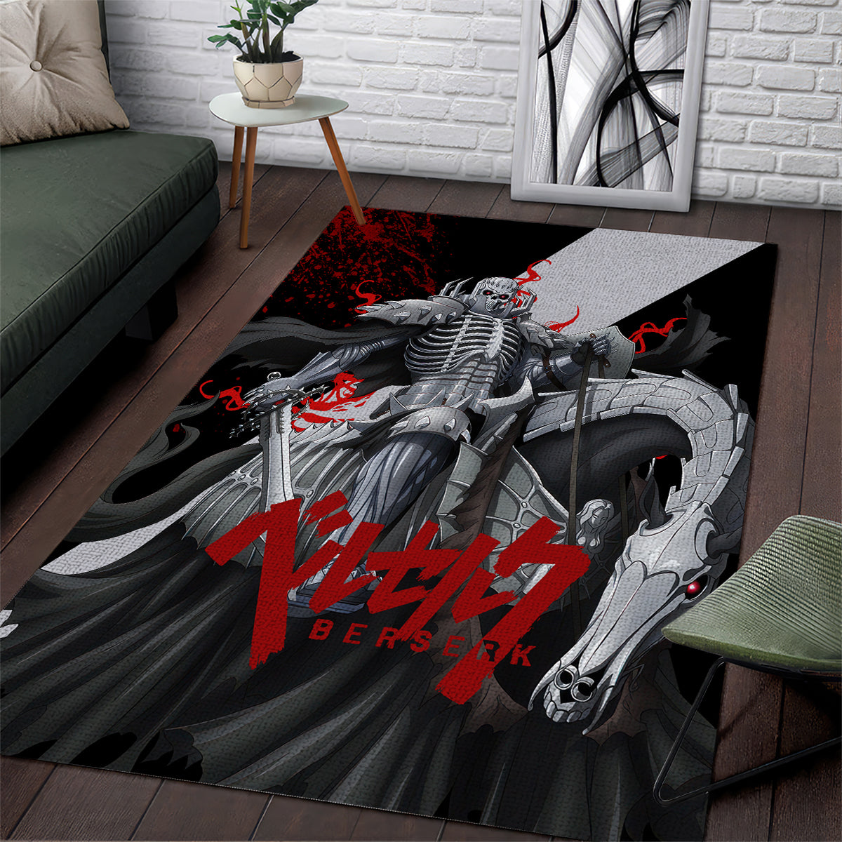 The Skull Knight Berserk Area Rug Black Blood Style