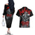 The Skull Knight Berserk Couples Matching Off The Shoulder Long Sleeve Dress and Hawaiian Shirt Black Blood Style