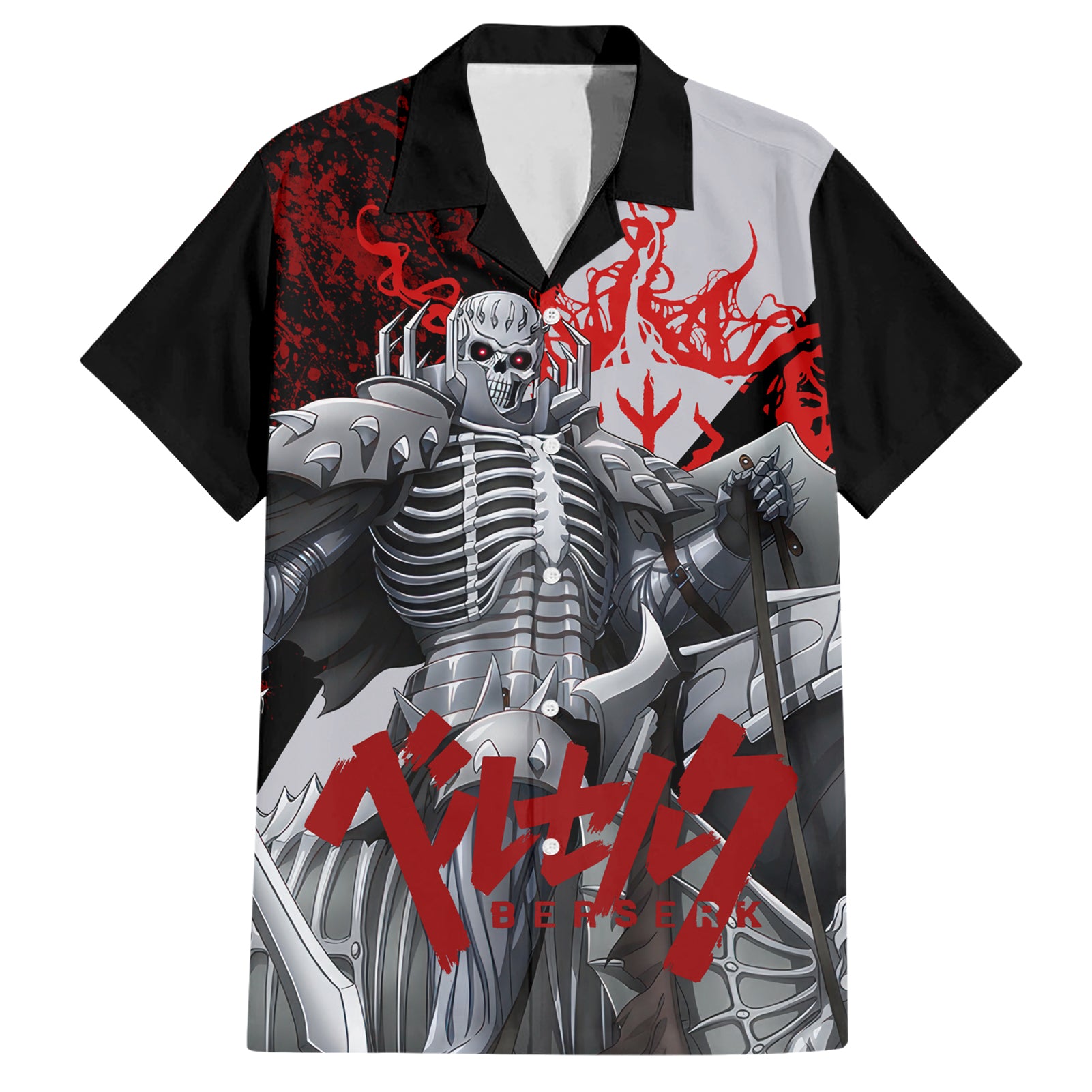 The Skull Knight Berserk Hawaiian Shirt Black Blood Style