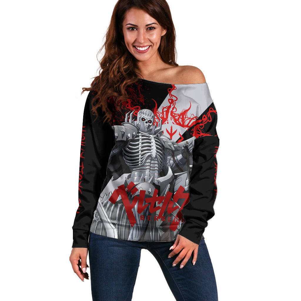 The Skull Knight Berserk Off Shoulder Sweater Black Blood Style