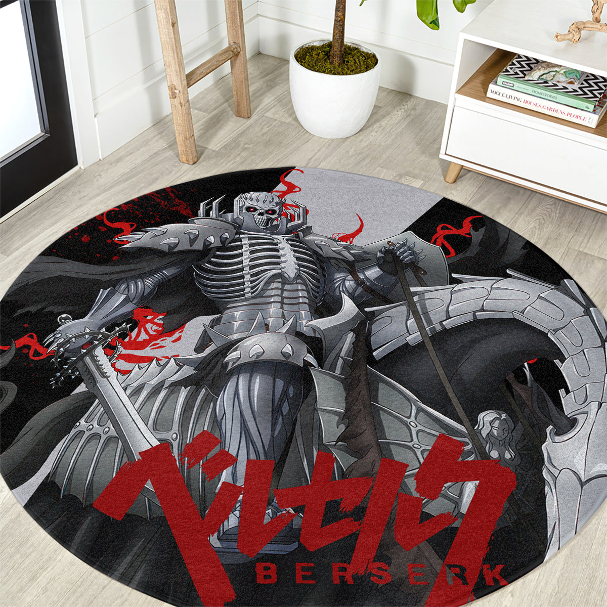 The Skull Knight Berserk Round Carpet Black Blood Style