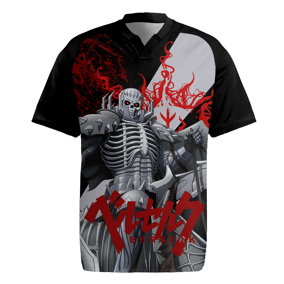 The Skull Knight Berserk Rugby Jersey Black Blood Style