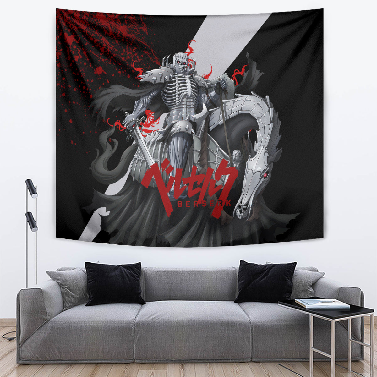 The Skull Knight Berserk Tapestry Black Blood Style