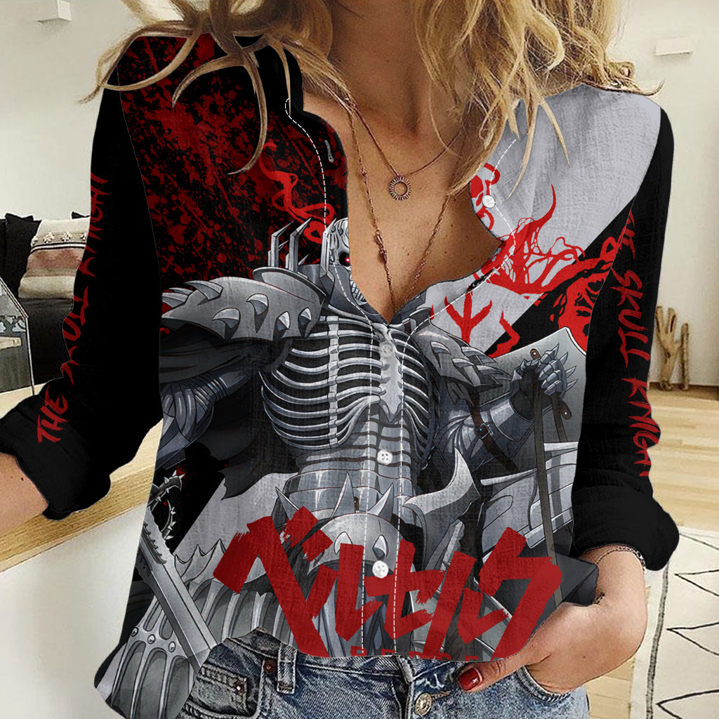 The Skull Knight Berserk Women Casual Shirt Black Blood Style