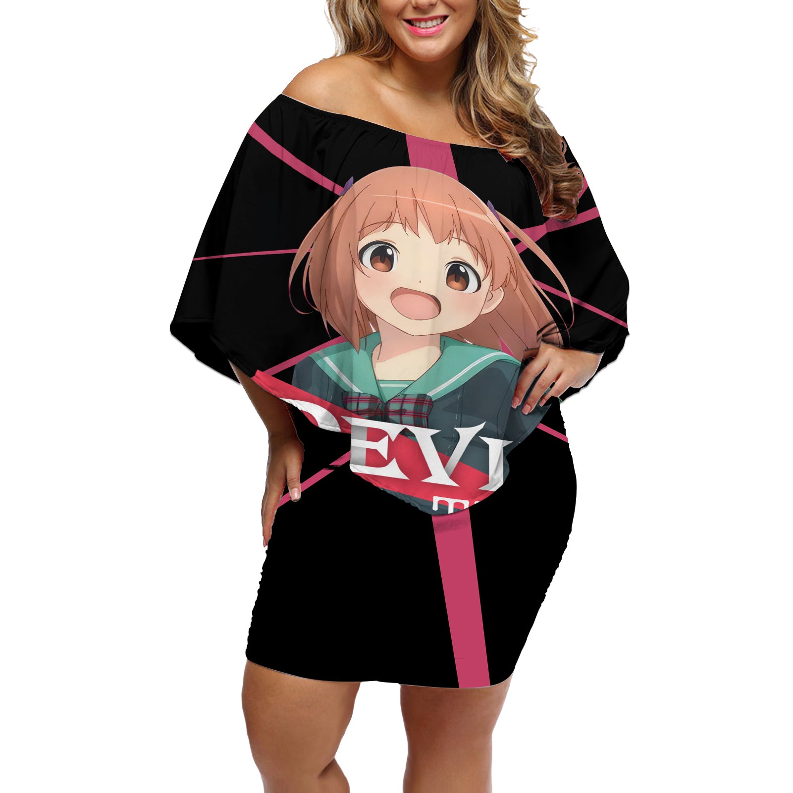 Chiho Sasaki The Devil Part Timer Off Shoulder Short Dress Anime Style