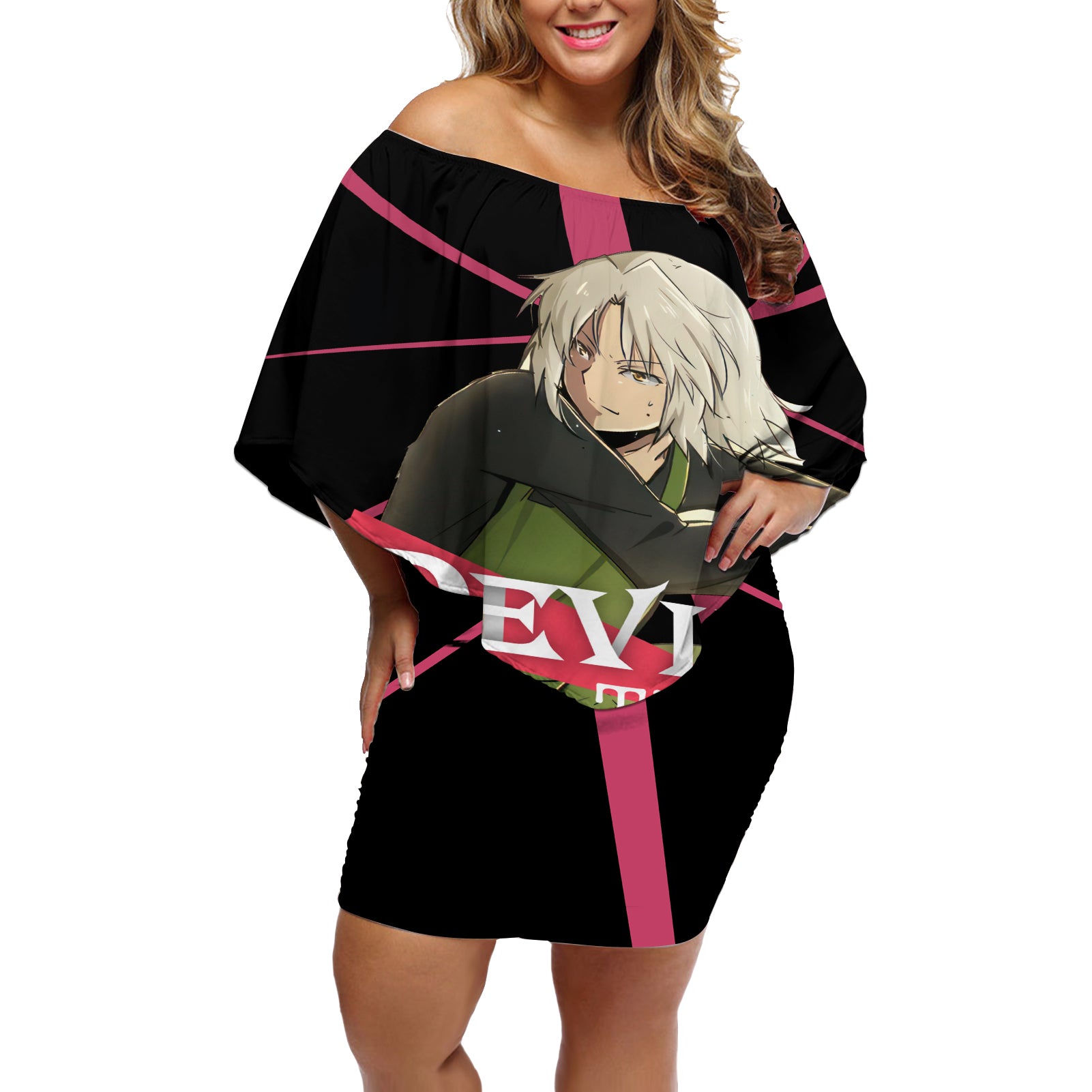 Shiro Ashiya The Devil Part Timer Off Shoulder Short Dress Anime Style