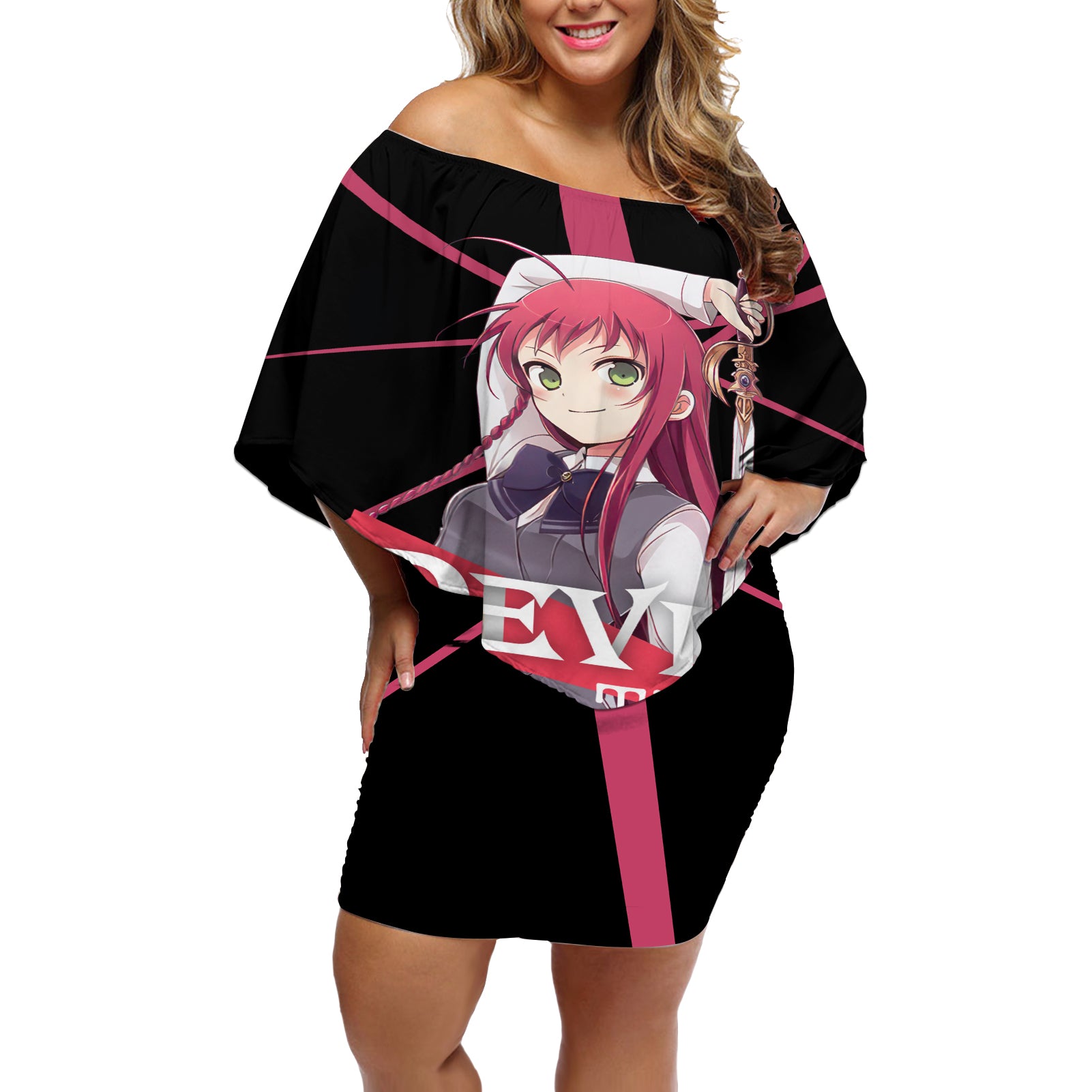 Emi Yusa The Devil Part Timer Off Shoulder Short Dress Anime Style