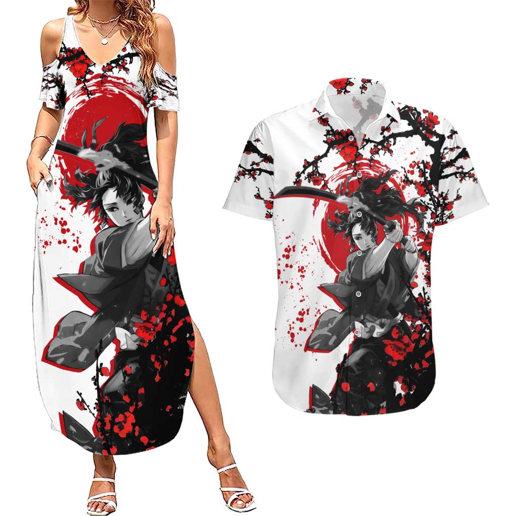 Yoriichi Tsugikuni - Demon Slayer Couples Matching Summer Maxi Dress and Hawaiian Shirt Anime Japan Style