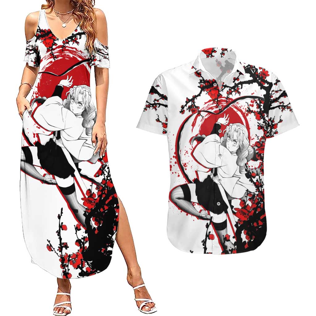 Mitsuri Kanroji - Demon Slayer Couples Matching Summer Maxi Dress and Hawaiian Shirt Anime Japan Style