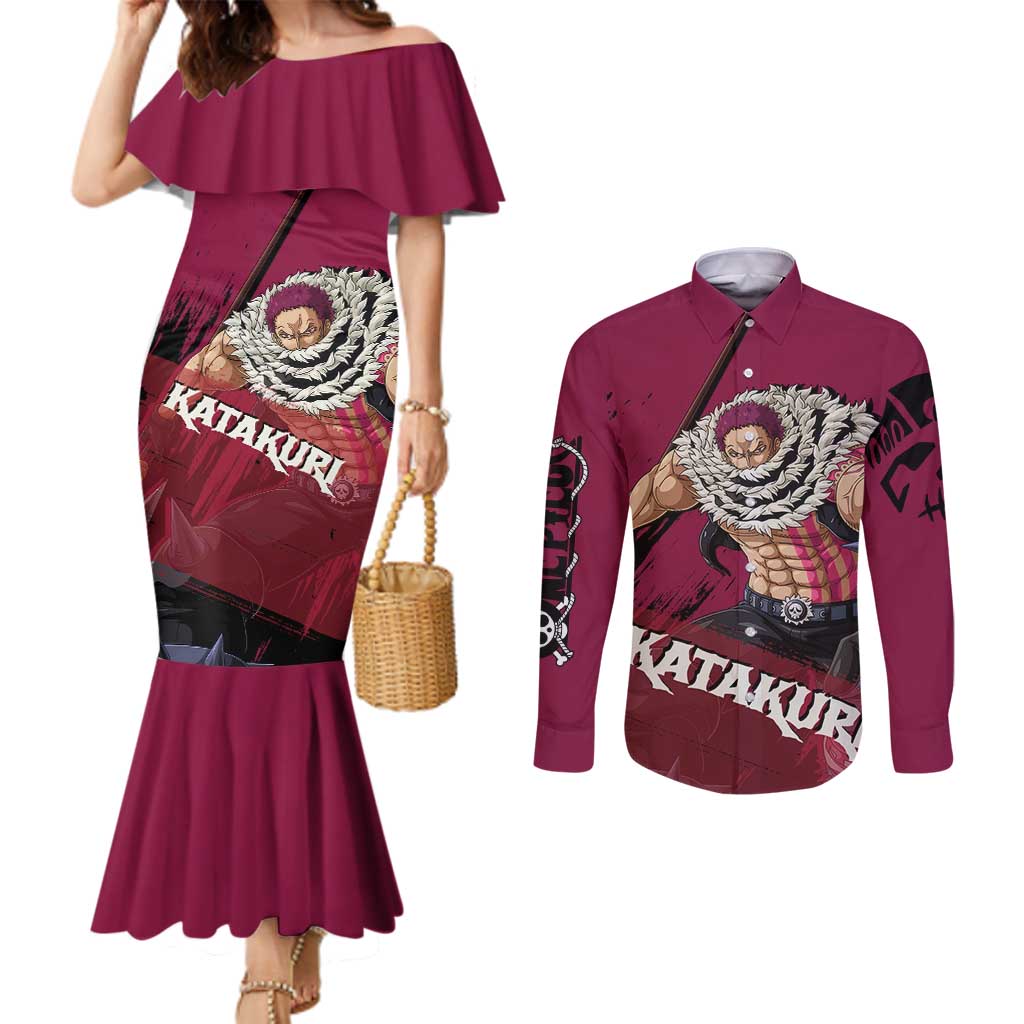 Charlotte Katakuri - One Piece Couples Matching Mermaid Dress and Long Sleeve Button Shirt Anime Style