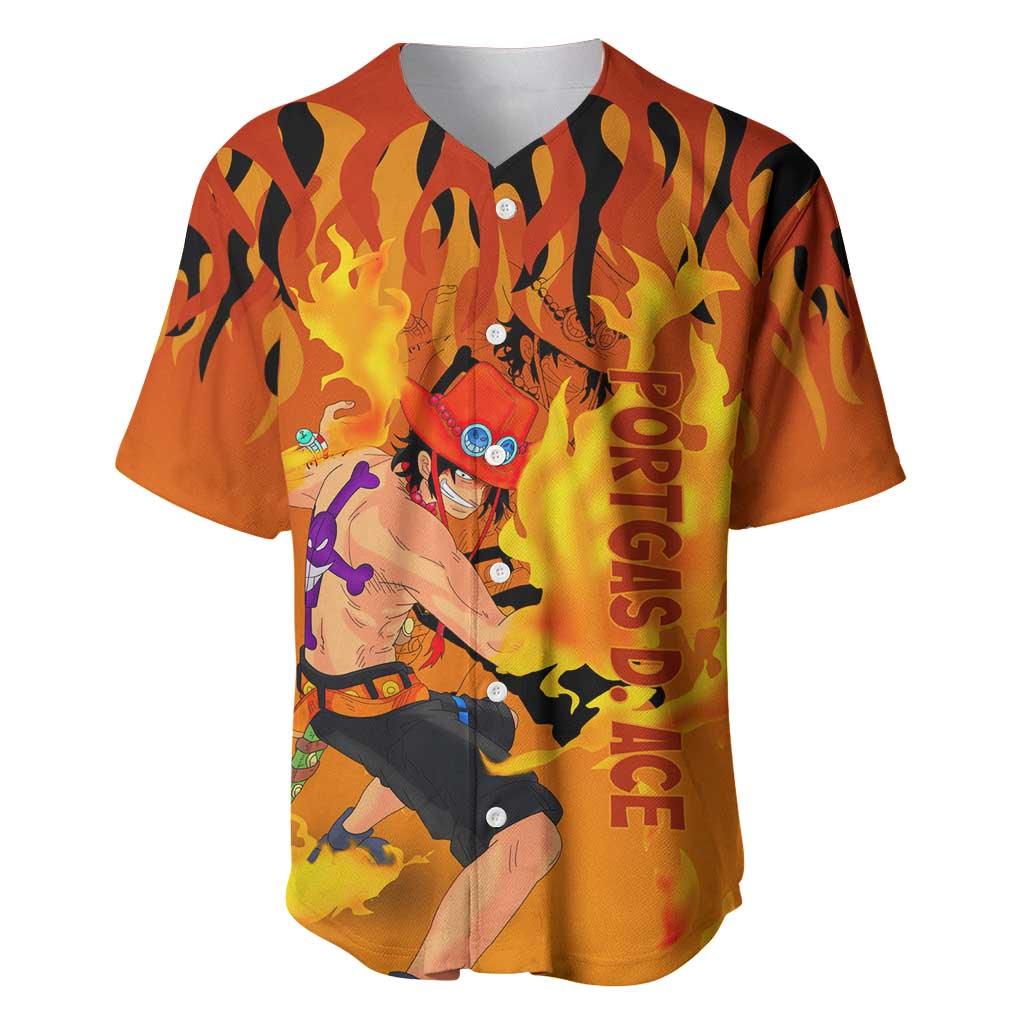 Portgas D. Ace - One Piece Baseball Jersey Anime Style