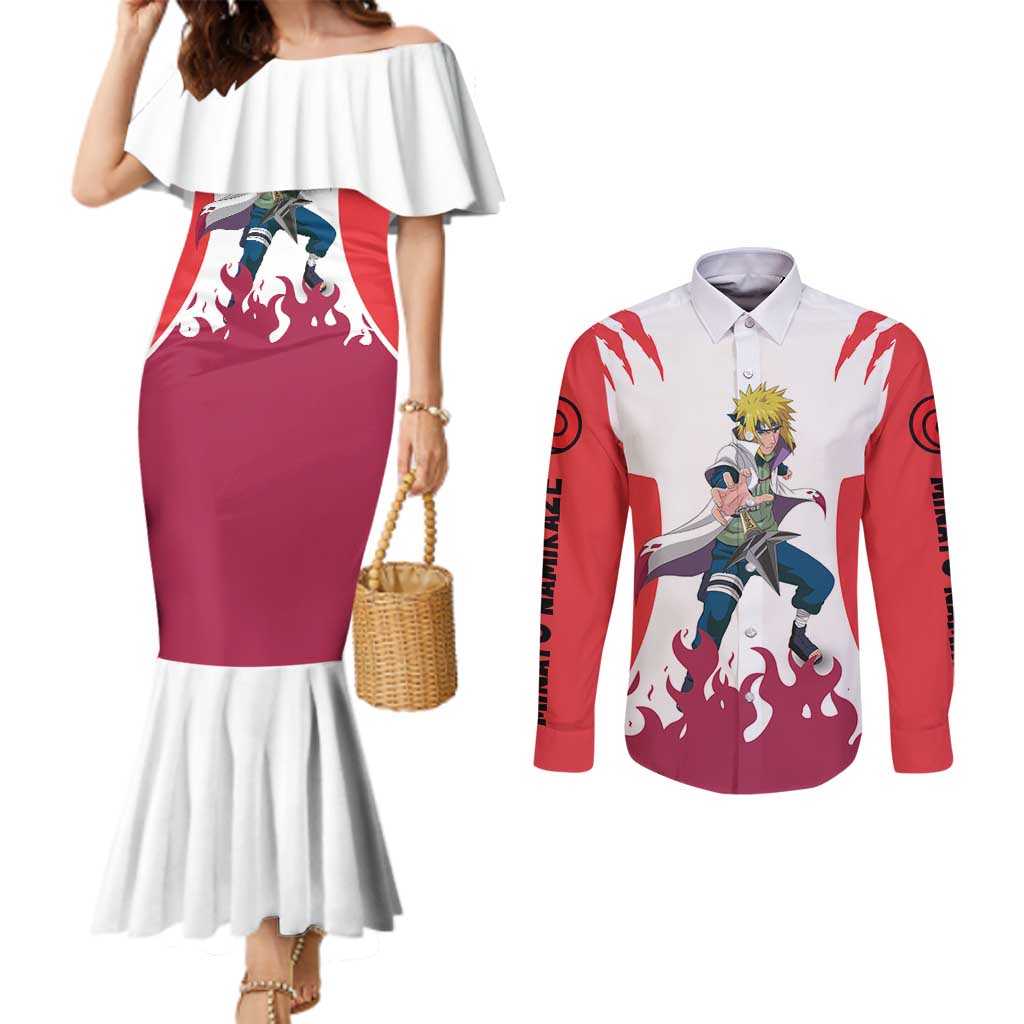 Minato Namikaze - Naruto Couples Matching Mermaid Dress and Long Sleeve Button Shirt Anime Style