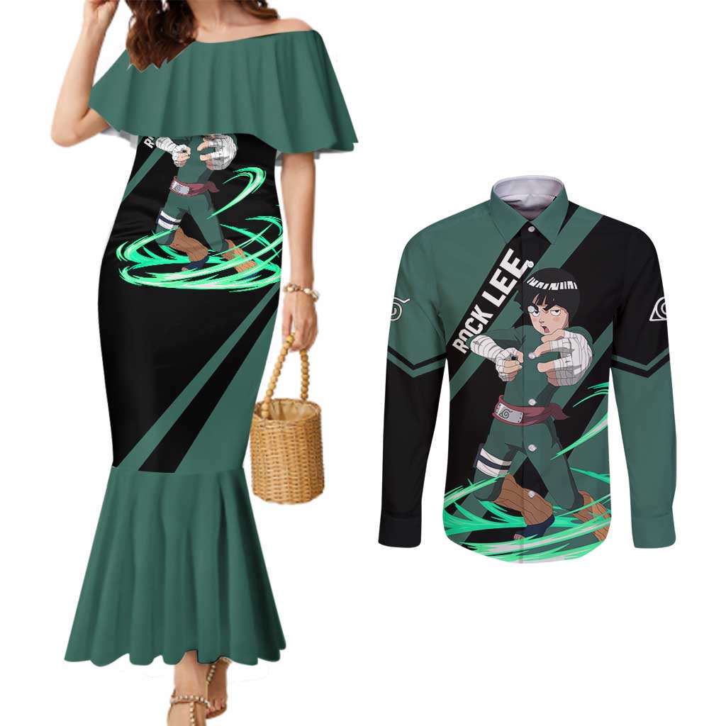 Rock Lee - Naruto Couples Matching Mermaid Dress and Long Sleeve Button Shirt Anime Style