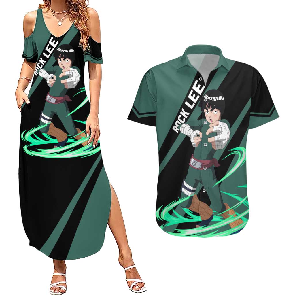 Rock Lee - Naruto Couples Matching Summer Maxi Dress and Hawaiian Shirt Anime Style