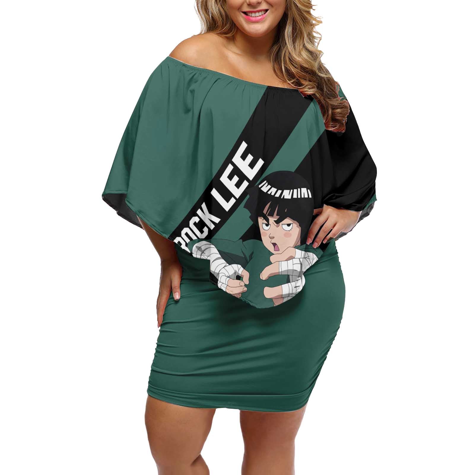 Rock Lee - Naruto Off Shoulder Short Dress Anime Style