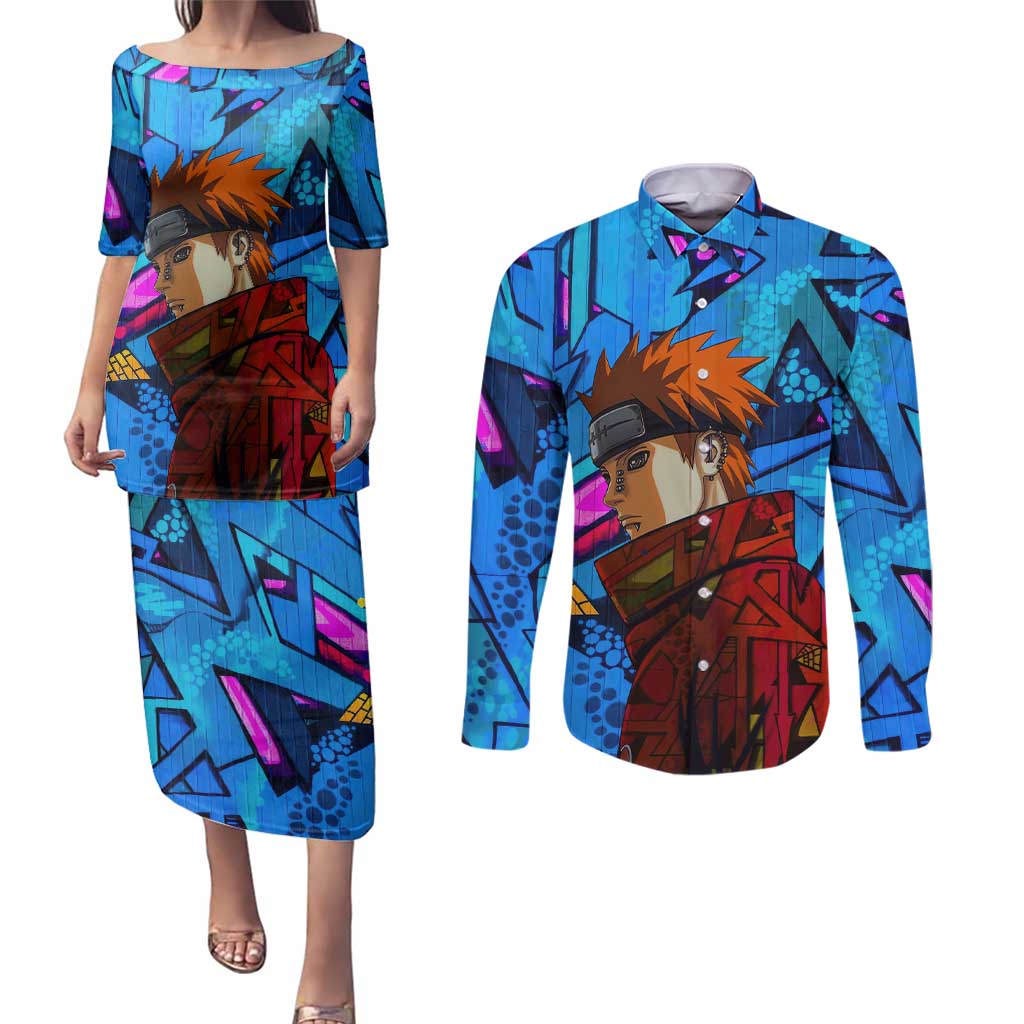 Naruto Akatsuki Urban Grafitti Pain Couples Matching Puletasi and Long Sleeve Button Shirt Anime  Mix Abstract Style