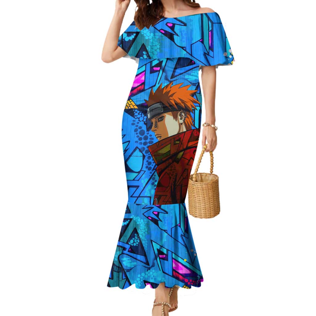 Naruto Akatsuki Urban Grafitti Pain Mermaid Dress Anime  Mix Abstract Style